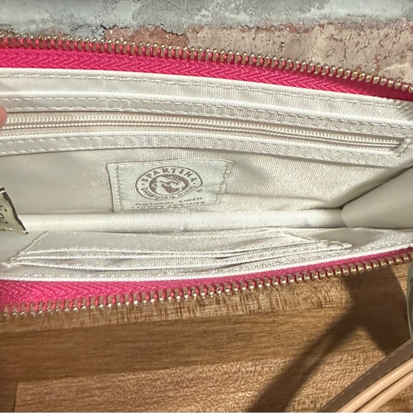 Spartina 449 Calhoun Emmy Wristlet Clutch Blue Pink Floral Canvas - Picture 7 of 9